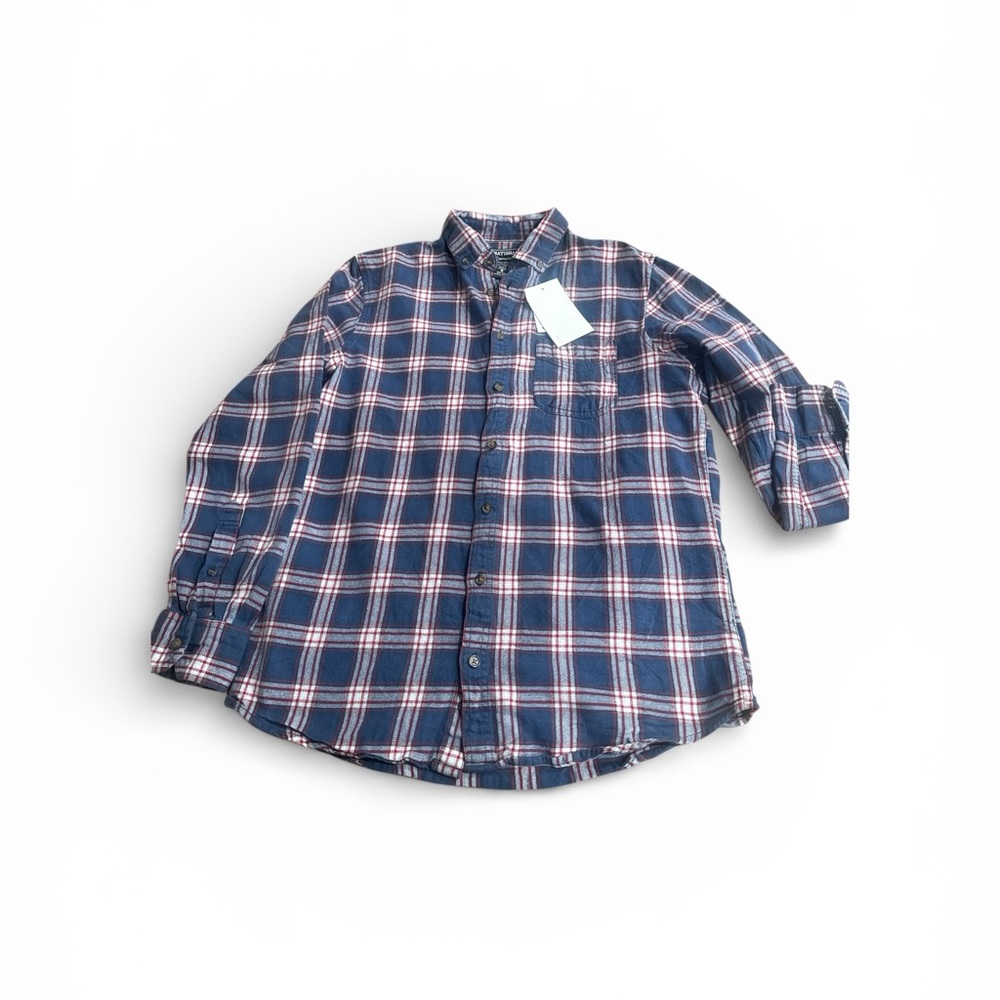 NWT Nations outfitters Flannel 100 Percent Cotton Size S Blue Plaid Button Up‎